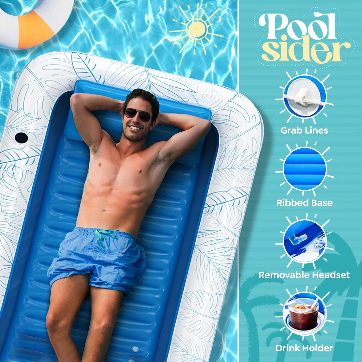 enhanced Inflatable Tanning Pool Lounger | Large Inflatable Tanning Bed for mature-themeds | Multipurpose Pool Floats mature-themeds | Inflatable Pool Float | Tanning Float