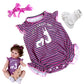 Aori Reborn Baby Dolls Clothes 20 Inch Outfit Purple Stripe Set For 18-22 Inch Reborn Doll Newborn Girl