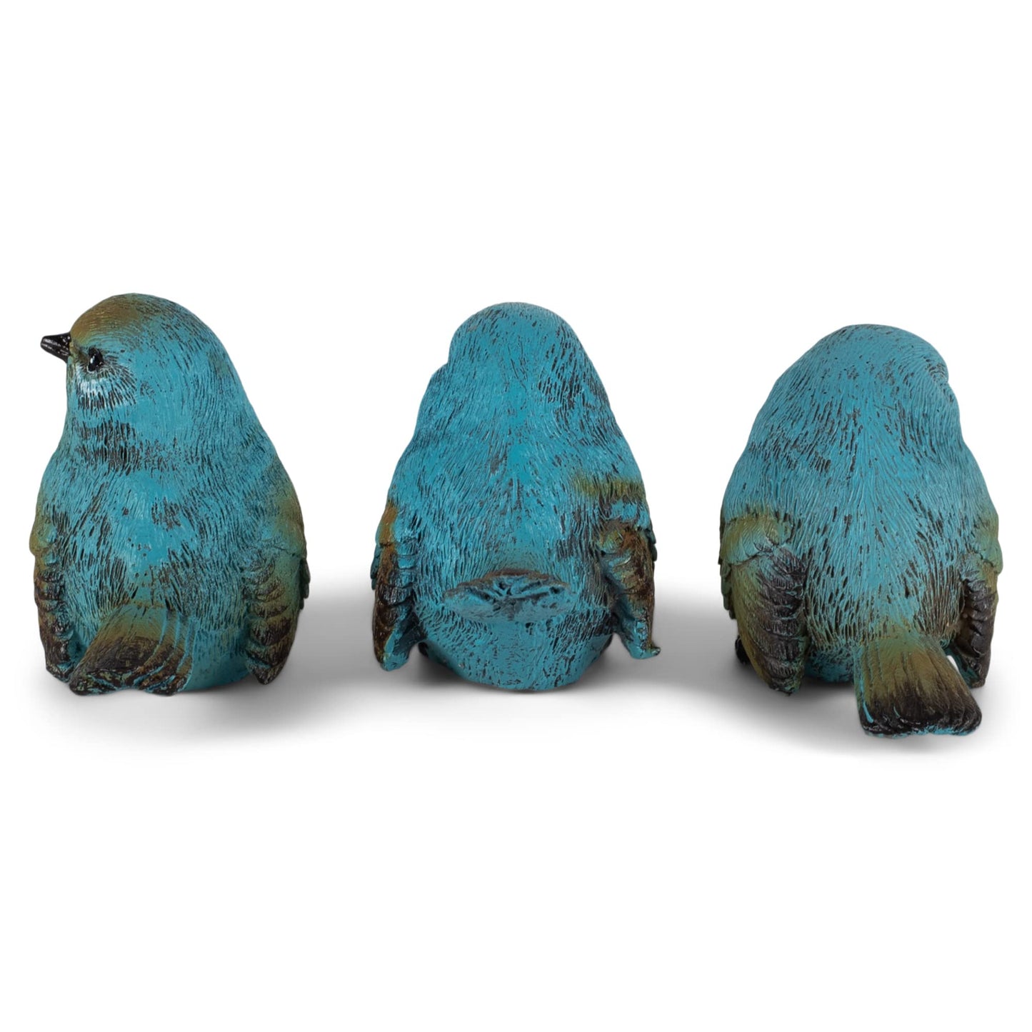 Raz Seaside Cottage Textured Blue Chickadee Birds 2.5 X 2.5 Resin Stone Tabletop Figurines Set Of 3