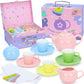 Porcelain Tea Party Set for Girls, PRE-WORLD Princess Tea Time Toy Including Teapot,Saucers,Teacups,Sugar Bowl,Creamer Pitcher,S