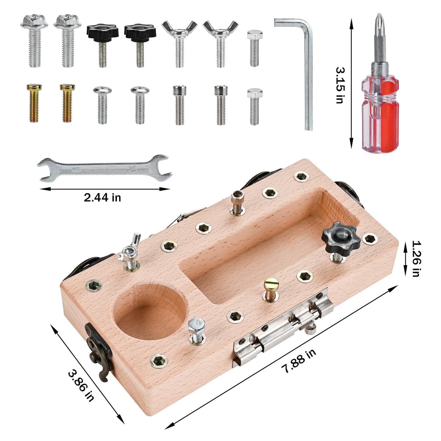 Wooderma Wooden Montessori Toys For 3 4 5 Year Old, Montessori Screwdriver Board Set With Lock And Key Toy, Educational Sensory