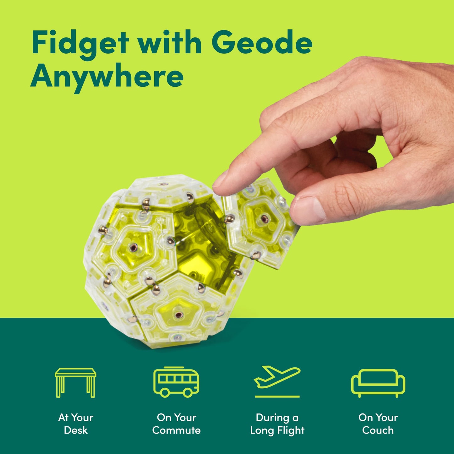 Speks Geode Magnetic Fidget Toy | Sensory Desk Toy for mature-themeds & Teens 14+ | Stress Relief Gift | Sphere  Peridot