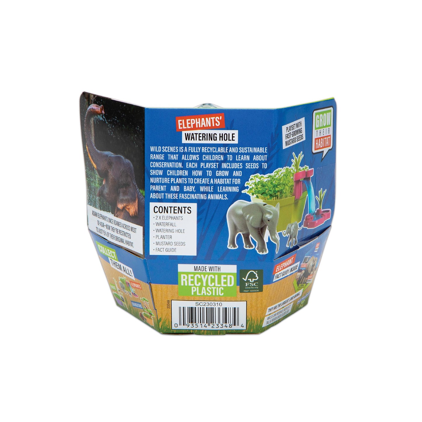 Wild Scenes Elephants' Watering Hole - Grow & Play Kit Environmentally Friendly Wildlife Conservation Toy - Animal Playset for Kids Ages 4 and Up