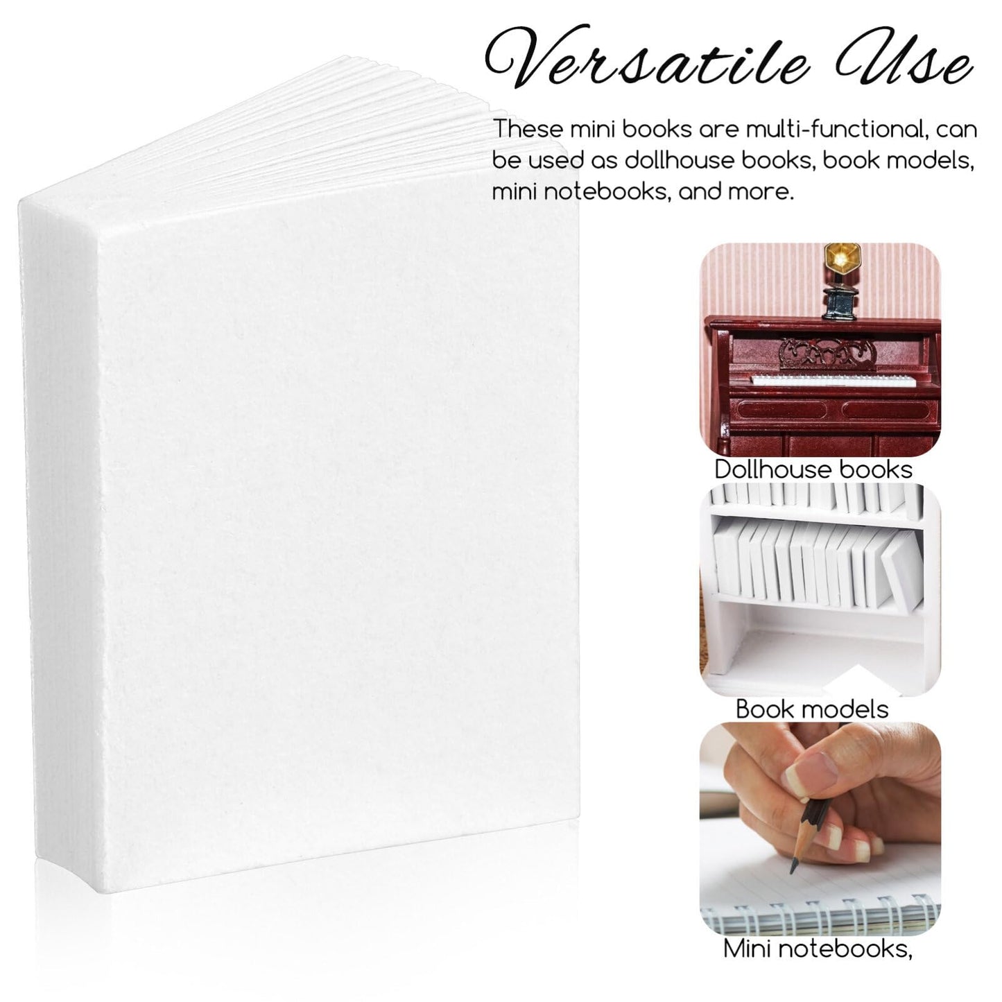 Gadpiparty 50 Pcs Miniatures Blank Books Dollhouse Books 1:12 Scale Mini Books Dollhouse Model Decoration Pretend Play Supplies