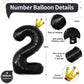 40 Inch 2Nd Birthday Balloon Number, Crown Black Foil Giant Number Balloons 0-9 Set, Self Inflating Balloons For Kids Girls Boys