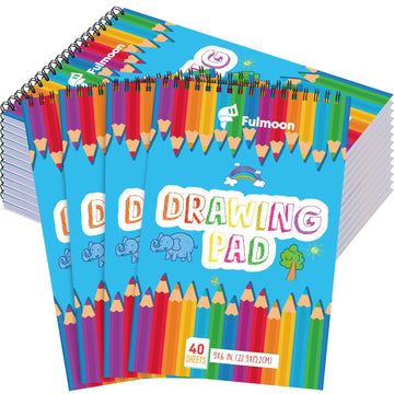 Fulmoon 12 Pack Drawing Pad for Kids Sketch Pads 40 Sheets Top Spiral Drawing Books Bulk 6 x 9 Inch Children Coloring Paper for 