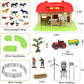 Tuzt Farm Animals Barn House Toys With 3 Tractors For Kids/ Barnyard Playset With Track/ 18 Animals Figures/ Windmill/ Water Tow