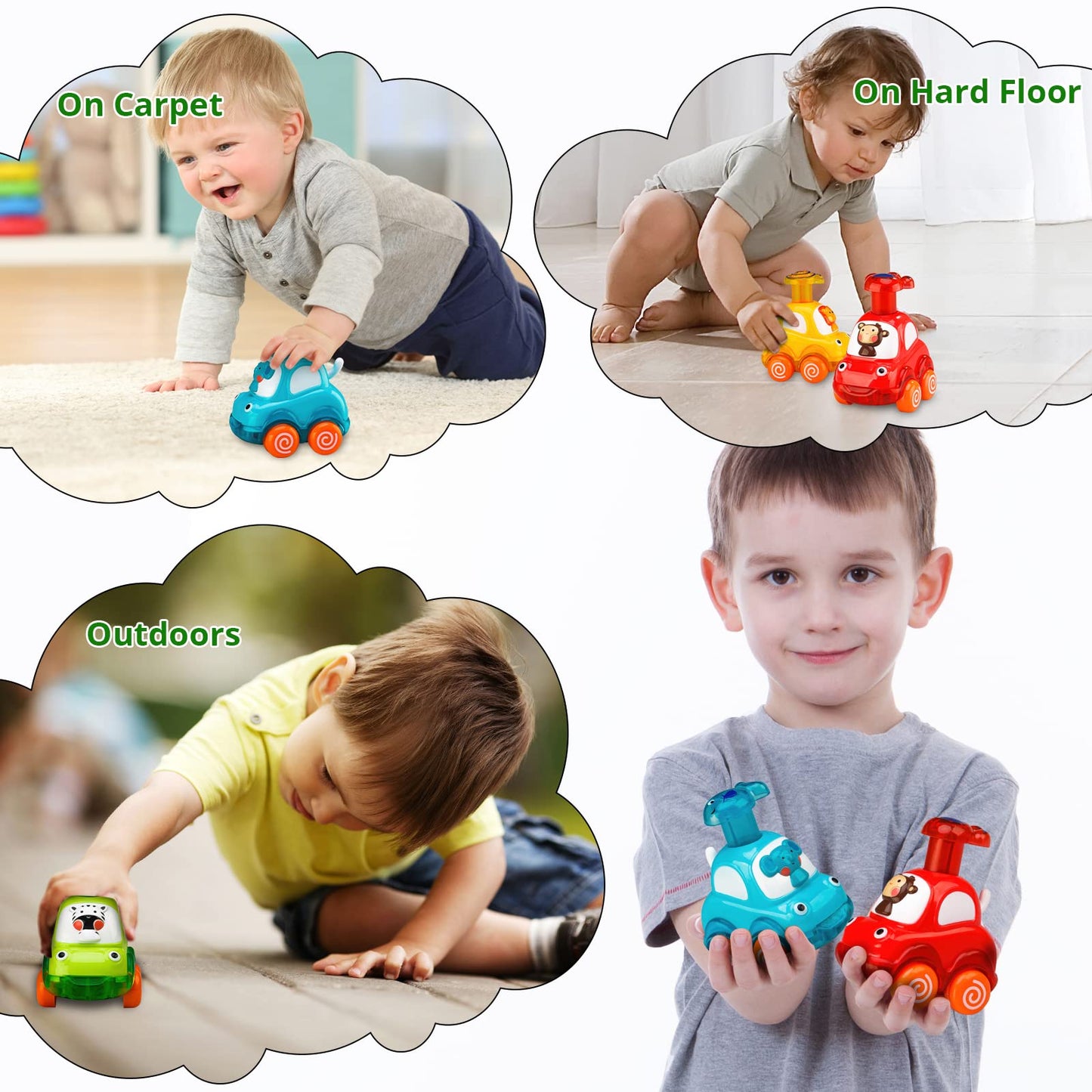 Wdebay 4 Pcs Inertia Animal Car Toys For 1 Year Old Boy And Girl|Toddler Toys Age 1-2|1 Year Old Boy Gifts For 1St Birthday|Baby
