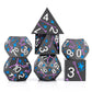 PJOY Metal Dice Set D&D Star Dice Set DND Polyhedral Dice for RPG Role Playing Games Dungeons and Dragons TTRPG Black Purple Blu