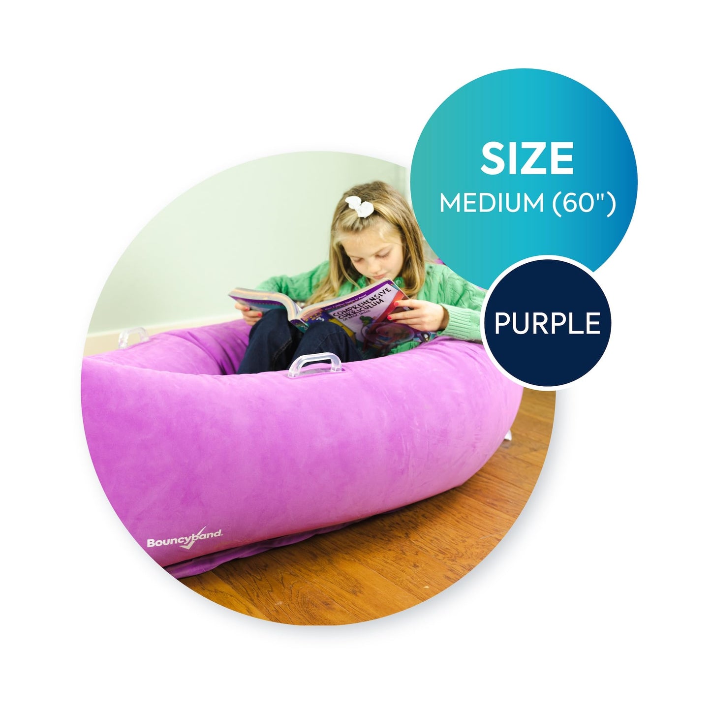 Bouncyband Medium Comfy Peapod Sensory Chair - Purple 60 - Fun  Inflatable Peapod Chair Provides Therapeutic Sensory Relief and Compression for Kids Ages 6-12  Includes Electric Air Pump