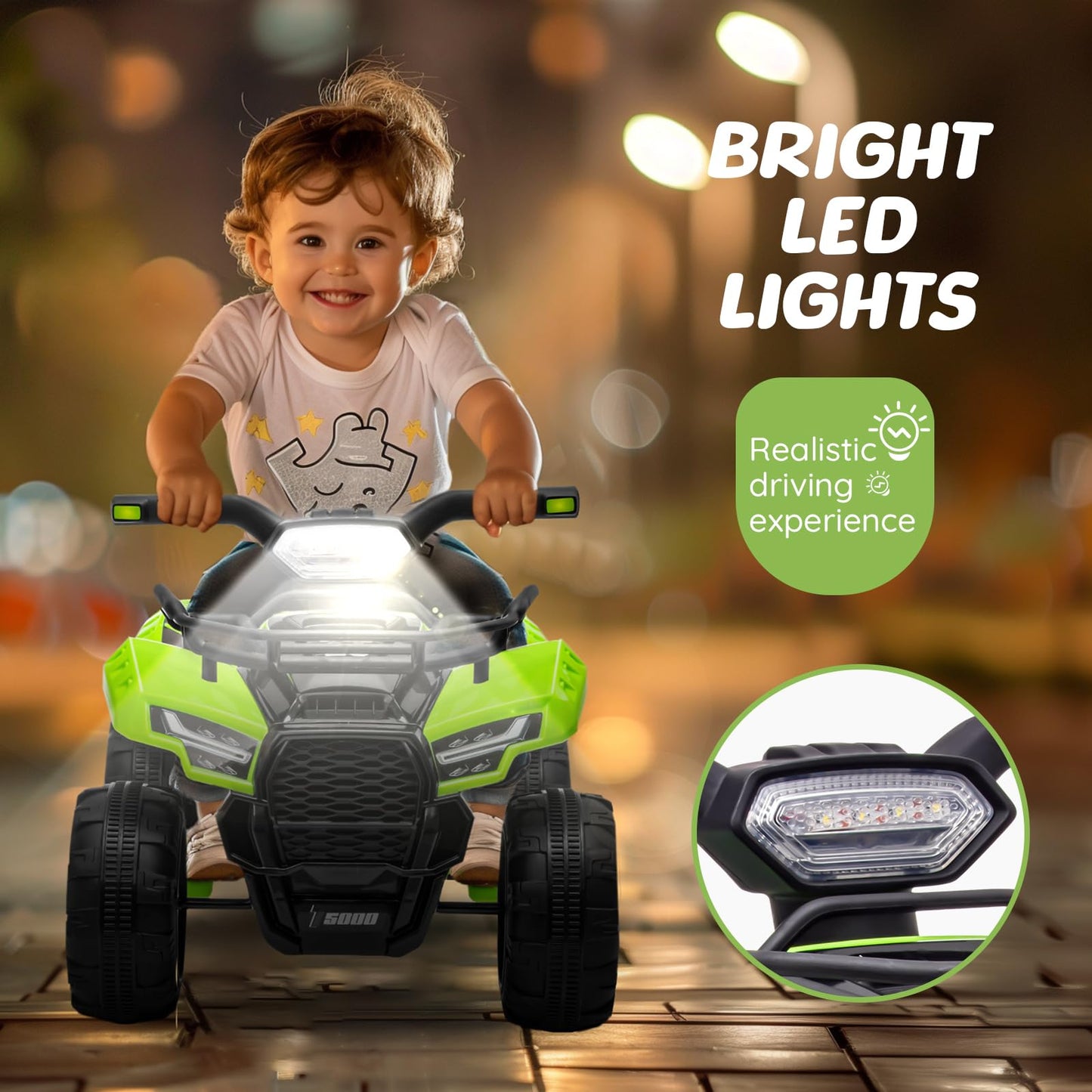 Forever Source Kids ATV, 6V Battery Powered 4 Wheeler, Max Speed 1.2mph, Green, Large, Ideal for Toddlers Aged 1.5-3 Years Old