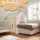 LOAOL Play Tent for Kids - Large Beige Cotton Castle Tent with Star Lights, Sequin Decor, Front & Rear Doors for Indoor/Outdoor Fun