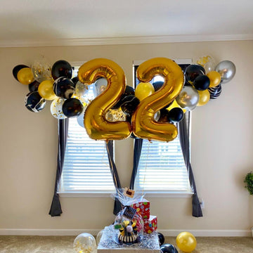40 Inch Gold 22 Balloon Numbers, 22 Birthday Decorations For Women Men, Number 22 Balloons, Large Foil Mylar Balloons For Birthd