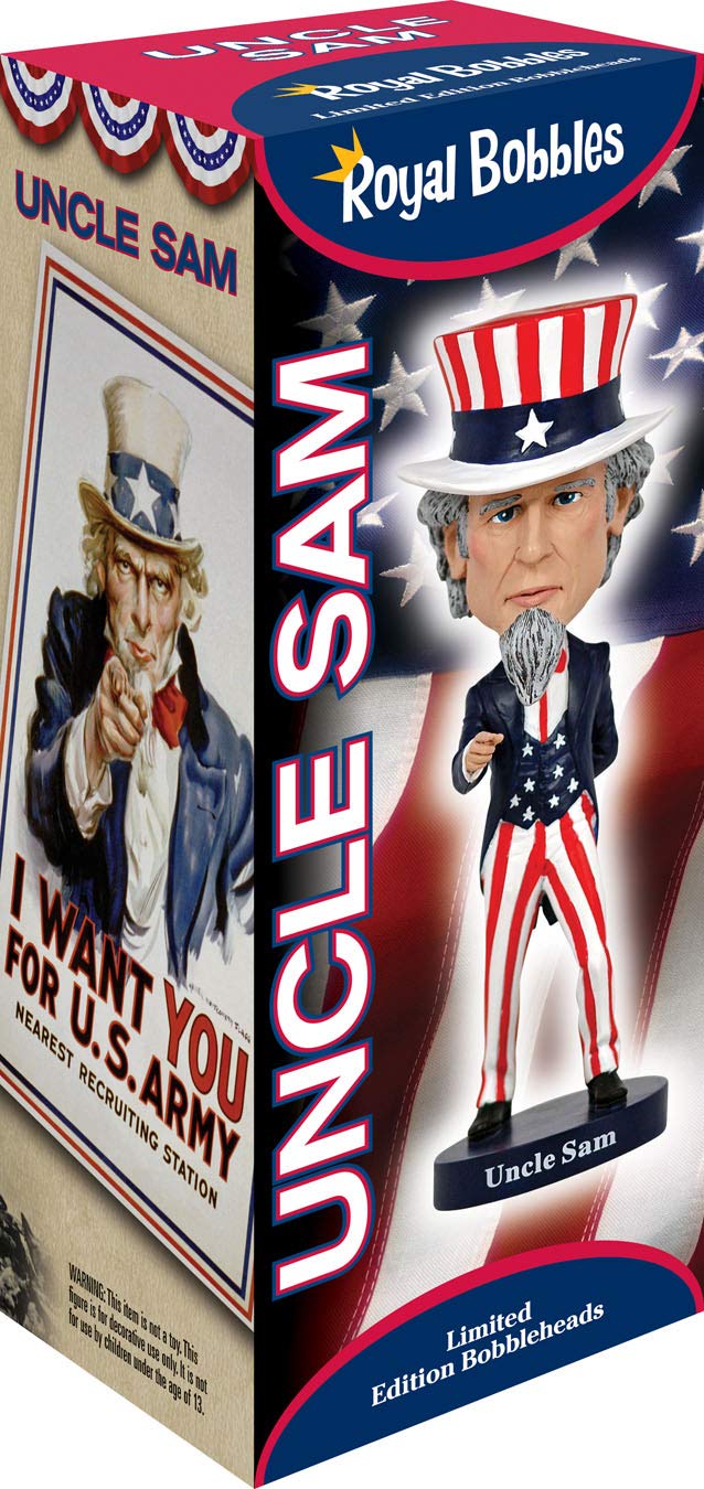 Royal Bobbles Uncle Sam Bobblehead - Premium Polyresin Figure, Multicolor, One Size, Model RB1028, Unique Serial Number, Exquisite Detail