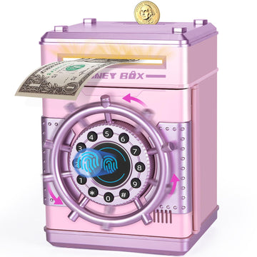 Refasy Piggy Banks for Girls, Electronic Money Bank Password Money Safe Cash Coin Piggy Bank, Fingerprint Simulation Bank Toys f