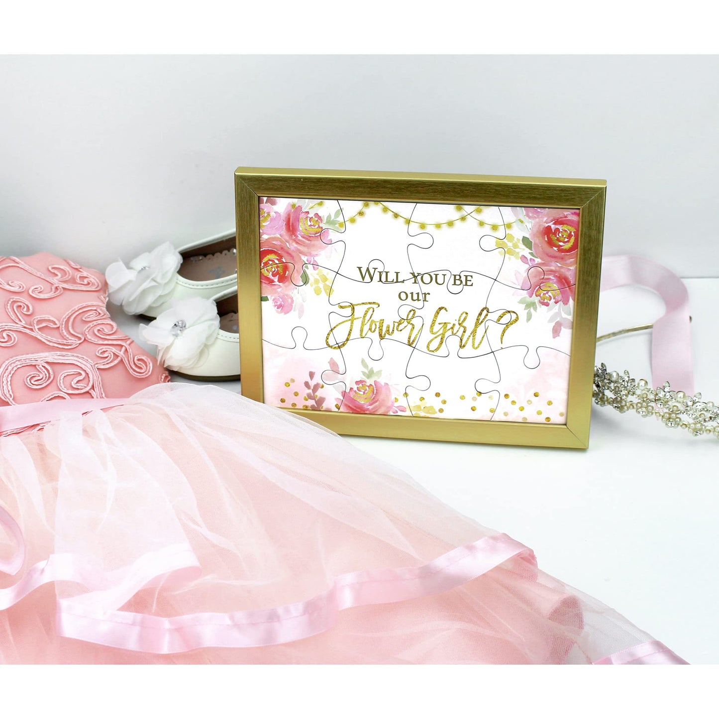 Lillian Rose Gift, Will You Be Our Flower Girl Puzzle, One Size, Pink