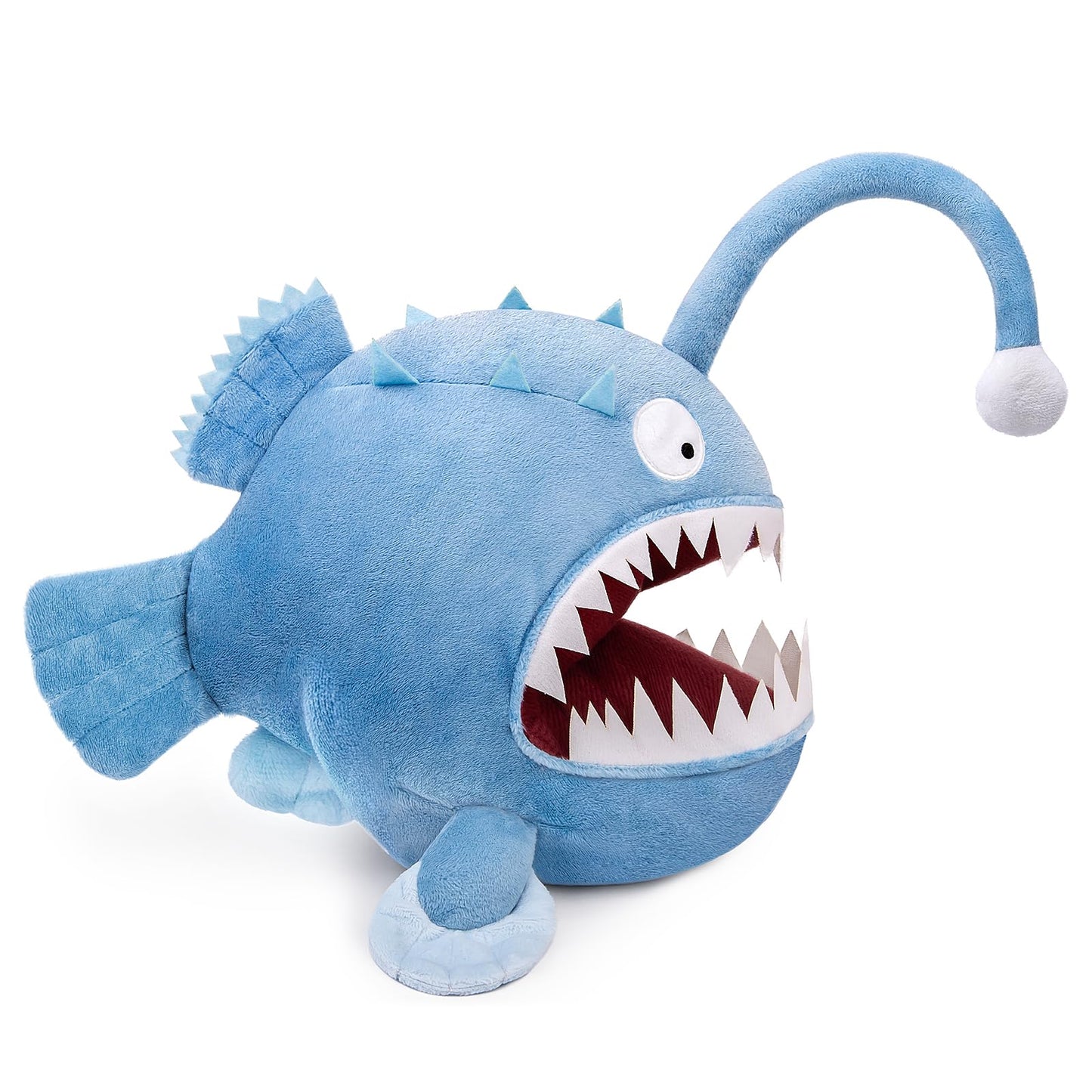 Zhongxin Made Luminous Anglerfish Plush Toy - 12'' Blue Anglerfish Creepy Stuffed Animals, Blue Creepy Sea Life Goosefish Lanter