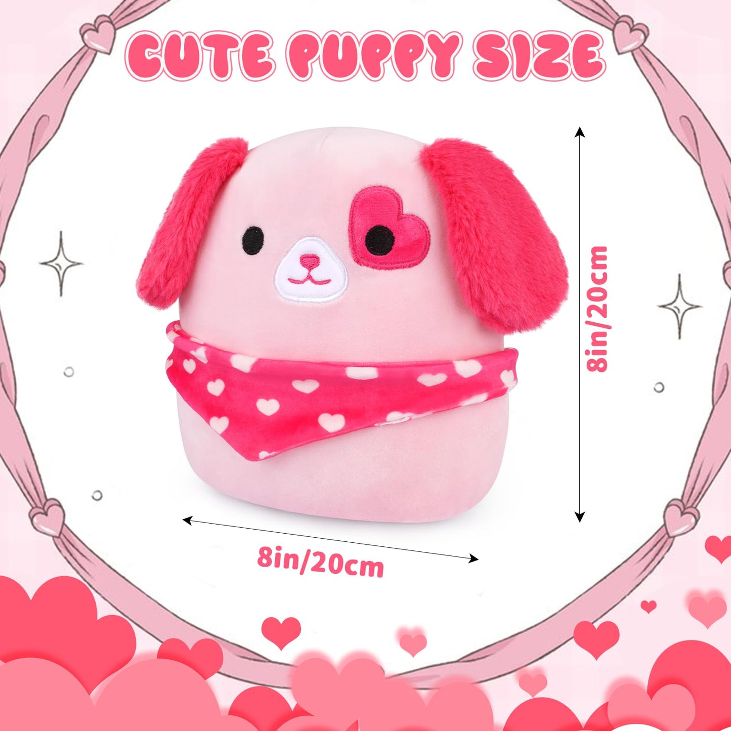 Mowatusy Puppy Plush,Cute Dog Plush Doll With Love Scarf,Party Decor,Birthday Gifts For Kids Girl Boy