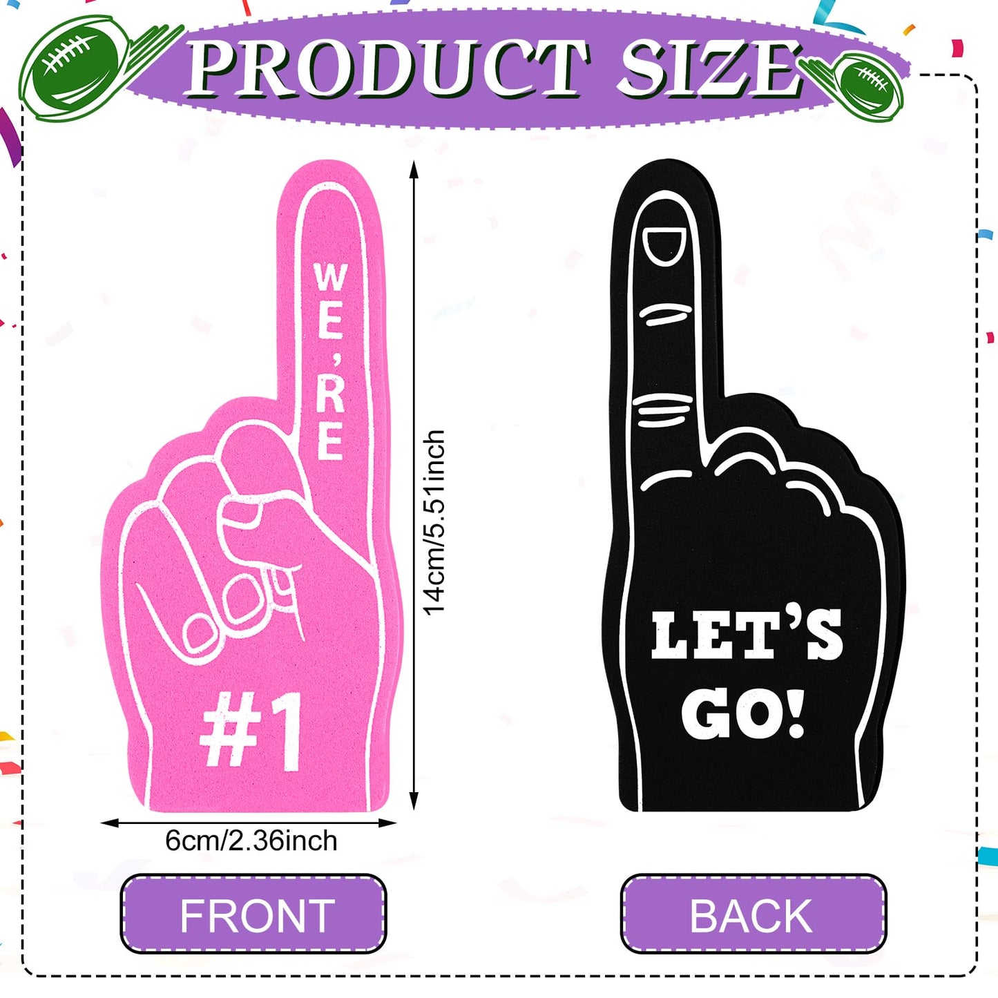 Sinmoe 24 Pcs Sports Fan Foam Finger Mini Foam Fingers Foam Hand Foam Finger 1 For Sports Themed Birthday Party Supplies Sport E