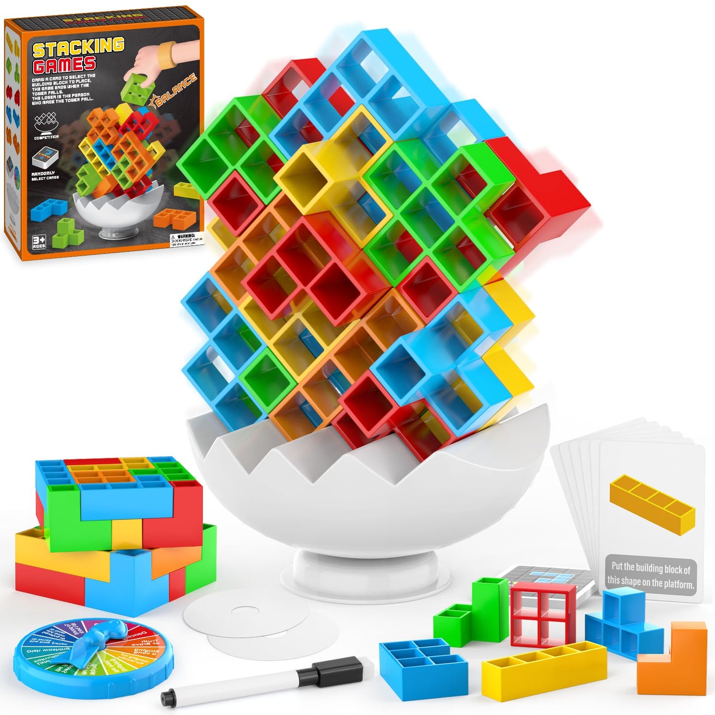 70PCS Stack Game for mature-themed & Kids  3D Tetra Board Tower Games for Family Travel Party  2 Players Balance Stacking Toy  Team Toys Building Block