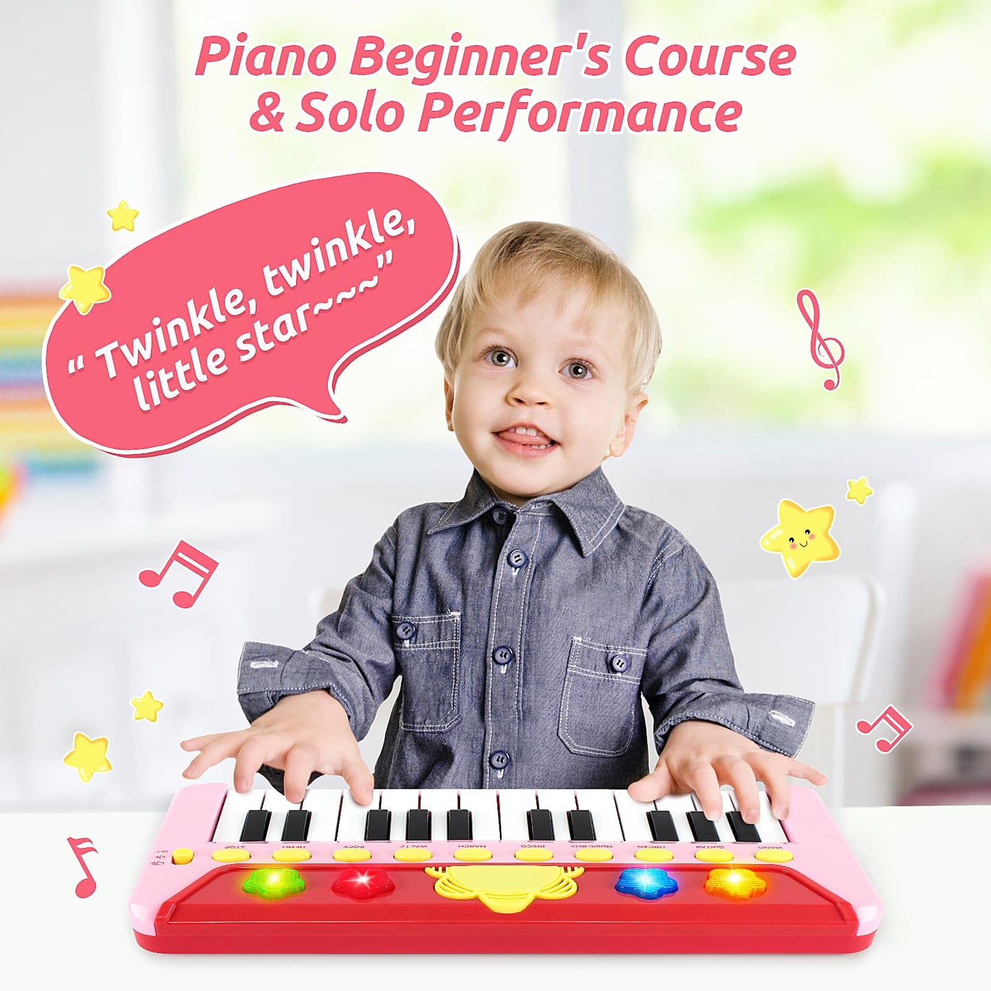 BAOLI 24 Keys Piano Keyboard for Kids, Multifunctional Portable Electronic Piano Educational Musical Instrument Toys, Birthday G
