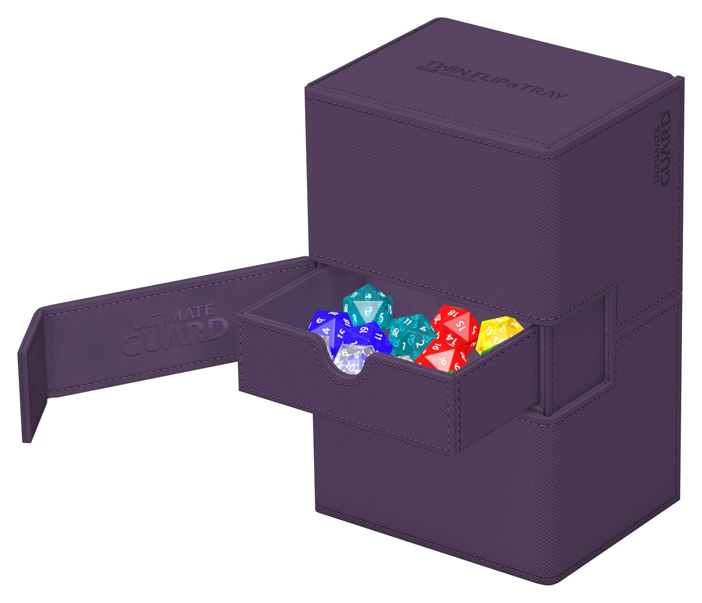 Ultimate Guard Twin Flip'N'Tray 160+, Deck Case For 160 Double-Sleeved Tcg Cards + Dice Tray, Purple, Independent Magnetic Closure & Microfiber Inner Lining