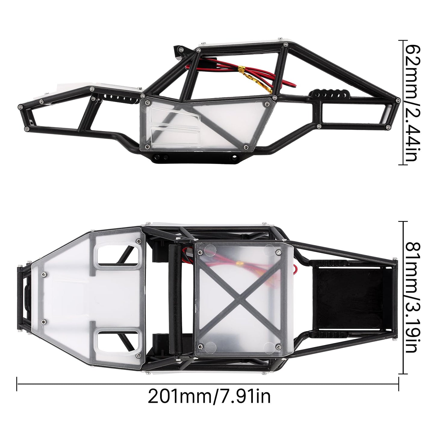 INJORA Rock Tarantula Nylon Buggy Body Shell Chassis Kit for TRX4M 1/18 RC Crawler Upgrade(Clear)