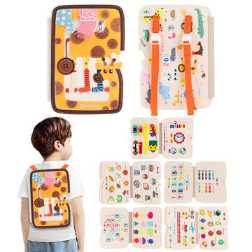 Heypappy Busy Board, 12 in 1 Busy Book Learning Sensory Toys for Toddlers with Fine Motor Skills, Busy Book Toys with Backpack S