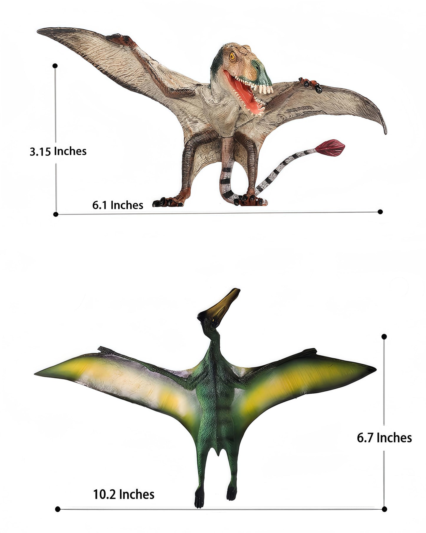 Gemini&Genius Pterosau Dinosaur Toys For Kids, Pterosaur Toy Figure, Flying Dinosaur Toys, Pterodactyl Toys, Pteranodon Figure Toys, Gifts Or Cake Toppers For Kids(2Pcs)