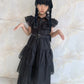 Grivos Wednesday Addams Dress Costumes For Kids Girls Family Party Dress Up Cosplay Outfit With Belt Wig 4-14 Years