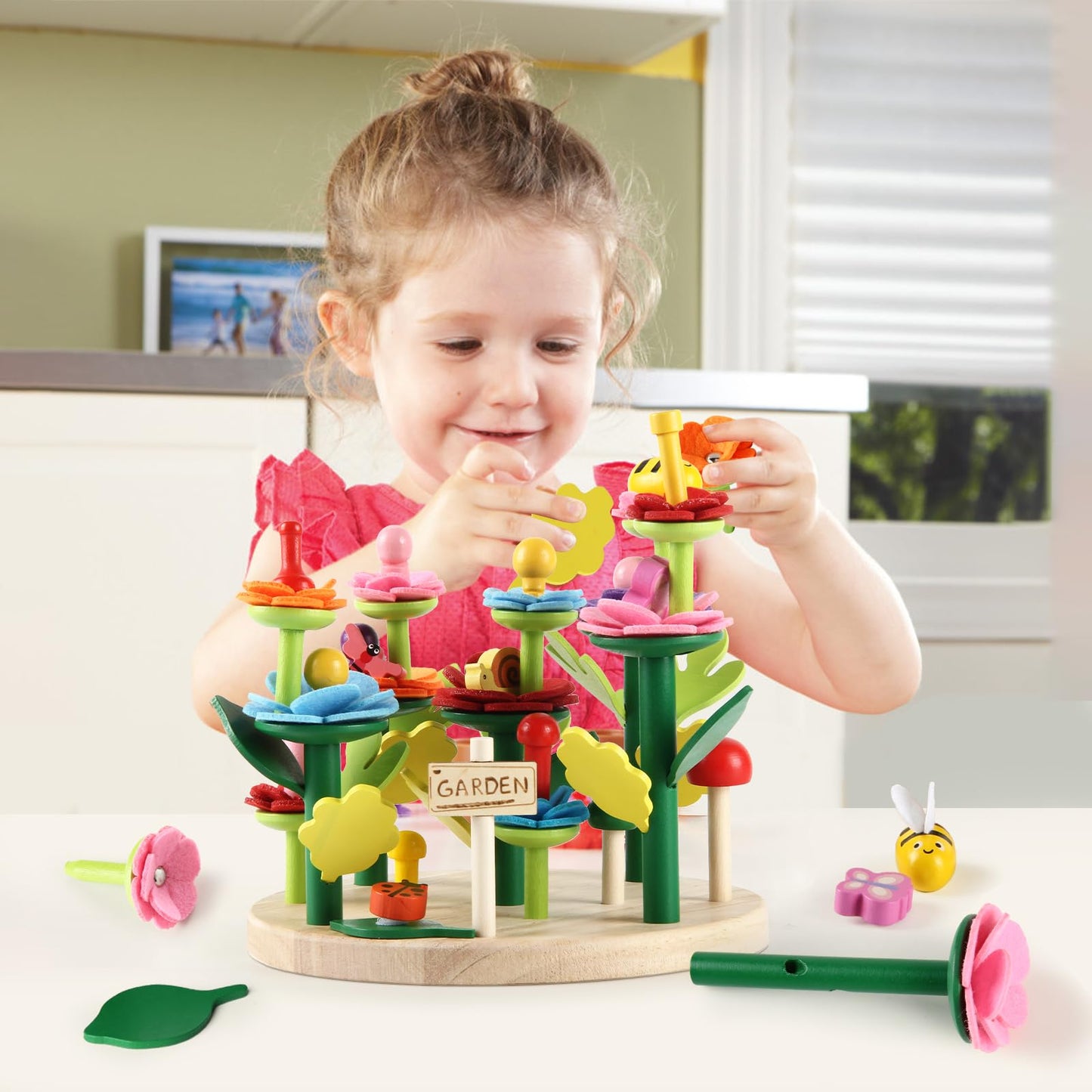 Wooden Flower Garden Building Toys For Kids, Stem Educational Activity Preschool Kit Gift For Boys Girls Age 3 4 5 6 7 Years Old