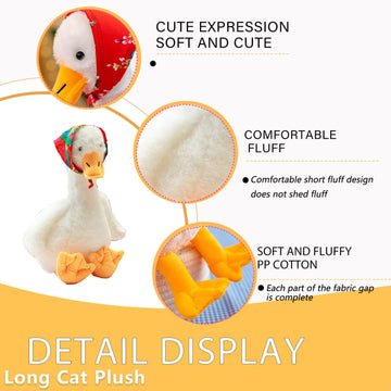 Chelei2019 13.8'' Goose Plush Funny White Goose Stuffed Animal Toy Cute Doll Kids Gift (Turban)