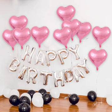 30 Pcs Pink Heart Balloons 18 Inch Foil Heart Shaped Balloons Helium Mylar Balloons Foil Balloon For Women Kids Valentines Day D