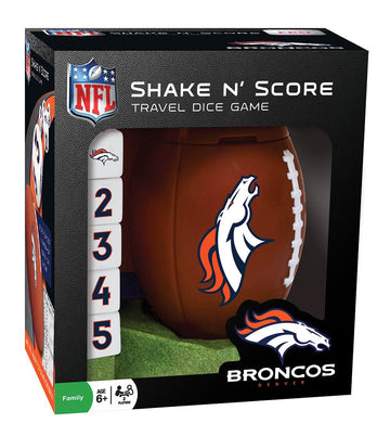 Masterpieces Nfl Denver Broncos Shake N Score Travel Dice Game For 2 Players Ages 6+