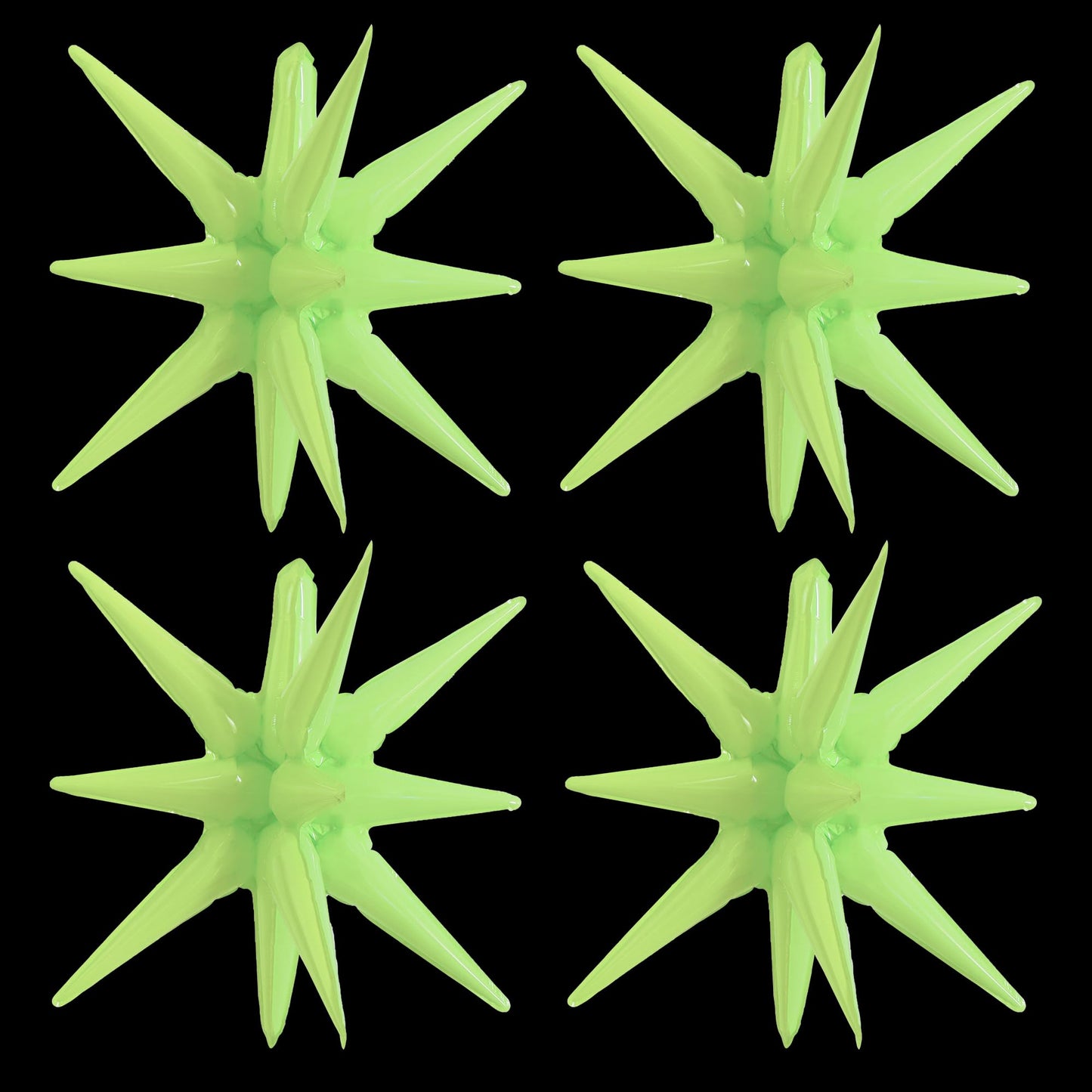 TONIFUL 4 Pcs 22inch 4D Light Green Explosion Star Mylar Balloons for Party Backdrop Christmas,New Year Birthday, Wedding Baby S