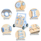 Beright Wooden Baby Walker Push And Pull Learning Activity Walker With Wheels Montessori Walker Toy Multiple Activities Center Develops Motor Skills & Stimulates Creativity (Blue)