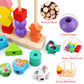 Montessori Toys For 2 3 4 Years Old -Cute Witch Princess Unicorn Fairy Mermaid, Wooden Bead Sequencing, Stacking Block & Sorting