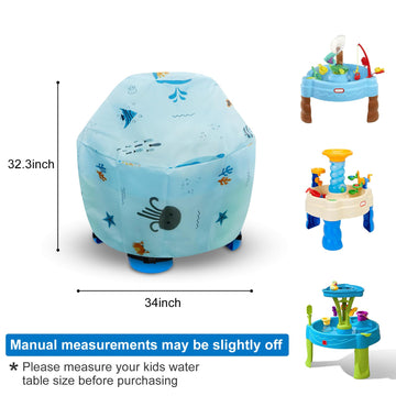Kids Water Table Cover - Outdoor Fit Showers Splash Tower, Sand Table, Round Cover for Little Tikes - Blue