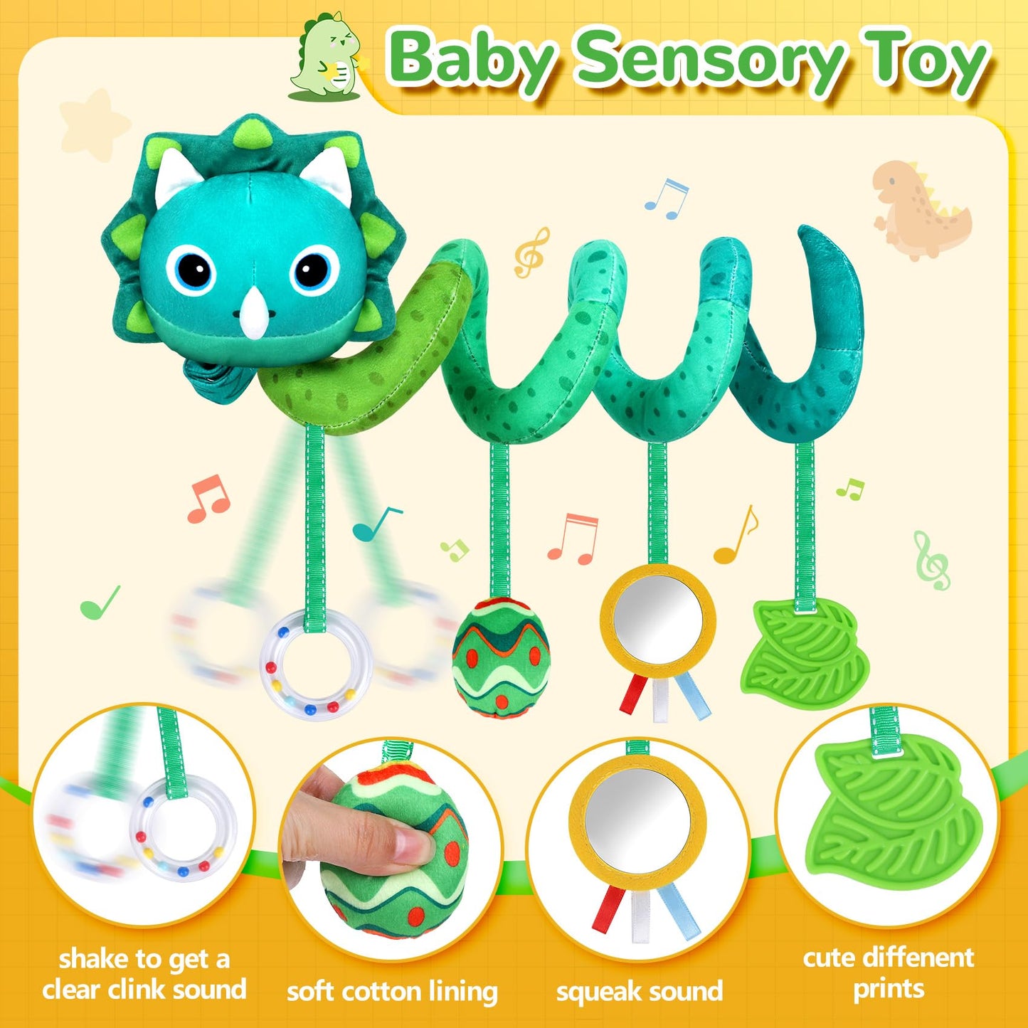 Car Seat Toys for Babies 0-6 Months,Baby Activity Stroller Toy for Newborn 0 3 6 Months,Hanging Rattle Toys for Crib Mobile with