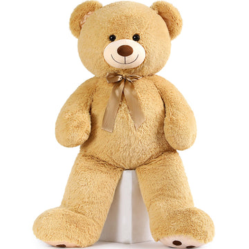 Morismos Giant Teddy Bear Stuffed Animal 4Ft, Big Teddy Bear Plush For Baby Shower, Life Size Stuffed Bear Gifts For Kids, Girls, Girlfriend, Women On Valentine, Christmas, Birthday(Light Brown)