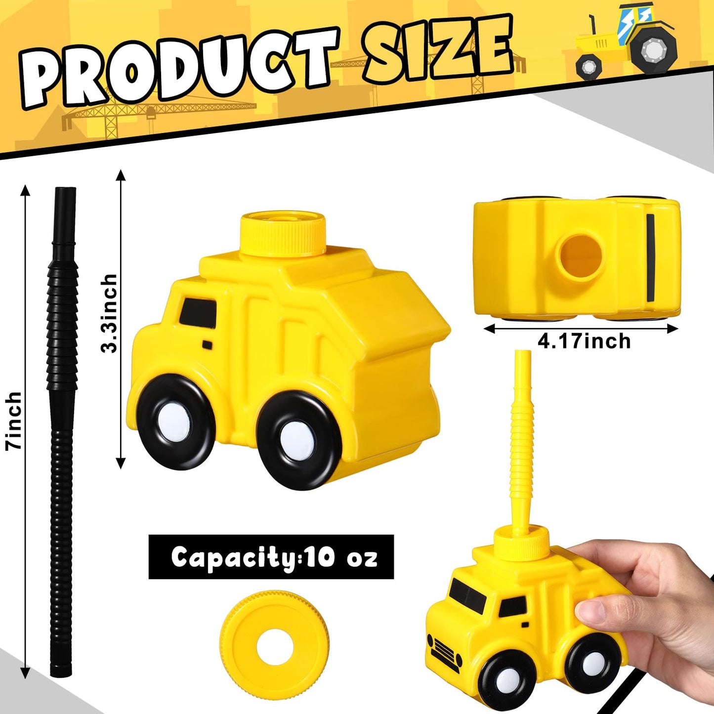 Tanlade Construction Truck Cups Set Truck Party Plastic Cups Bulk Construction Birthday Party Supplies Construction Themed Party