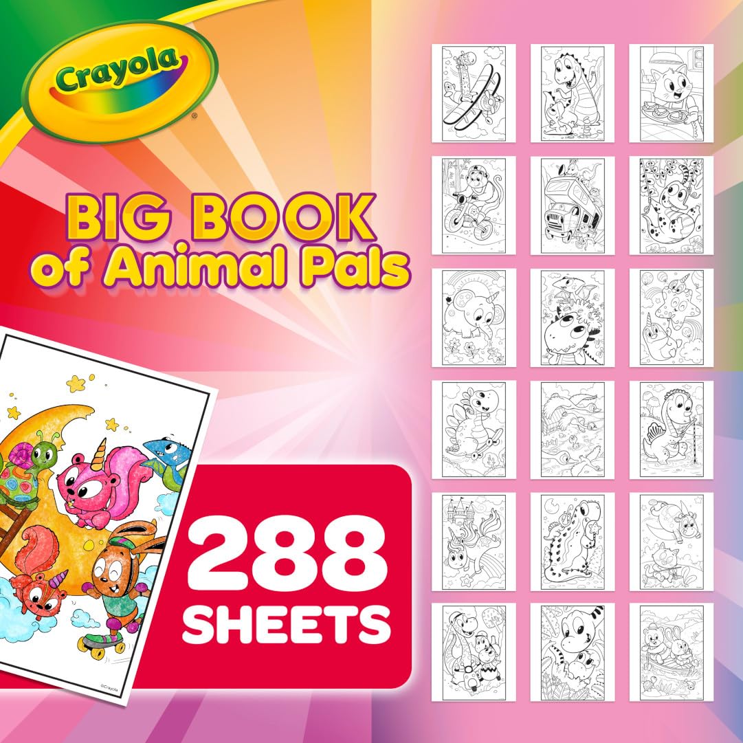 Crayola Big Book of Animal Pals Coloring Book, 288 Pages, Large, Multicolored, Model 042731, Perfect Gift for Kids Ages 3-6
