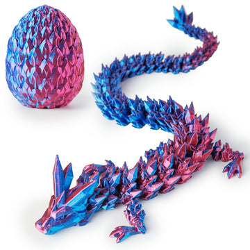 Aumeiller 3D Printed Dragon, Beautiful Flexible Crystal Dragon, Fidget Toy For Birthday Gift For Kids And Adults (Laser Purple)