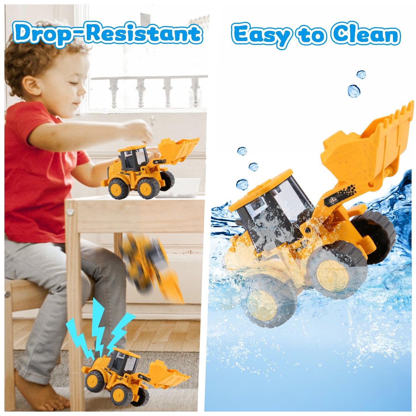 Toddler Toys for Ages 2-4, Kids Toys for 2 3 Year Old Boy Girls,Dump Truck Cement Mixer Excavator Toy Cars Set, BPA Free, Phthal