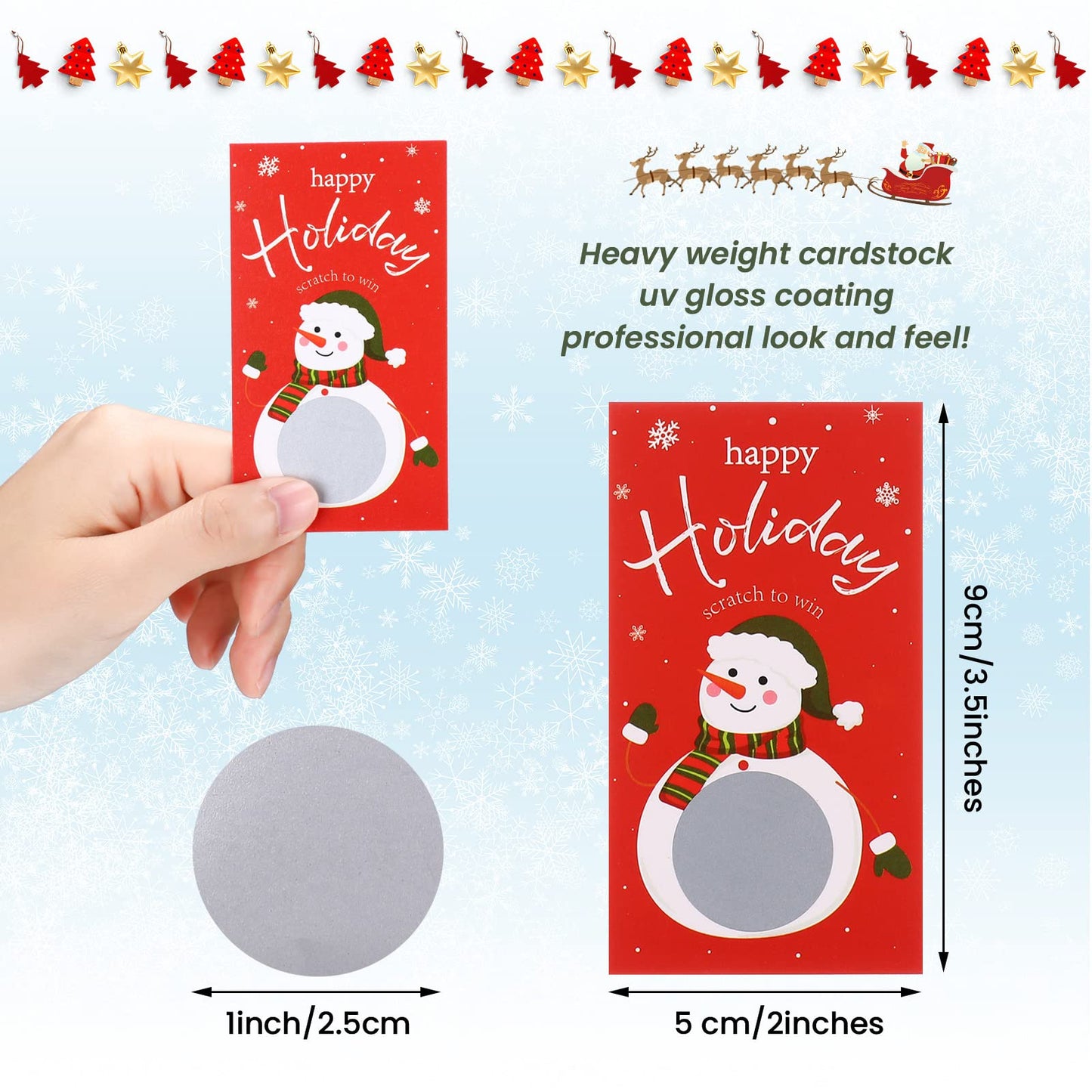 Outus 50 Pieces Christmas Scratch Off Cards Stickers Christmas Hawaii Party Games Vouchers Festive Raffle Tickets Holiday Busine
