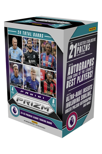 2024-25 Panini Prizm Premier League Blaster Box - EPL Soccer Trading Cards - Includes Blaster limited availability Prizms  Rookies & Inserts - Official Panini Retail Set