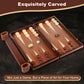Handcrafted Wooden Backgn Set - 16x15.3inch  Oversized Pieces  Intricate Carvings  enhanced Travel Game Board for mature-themeds & Kids (Star)