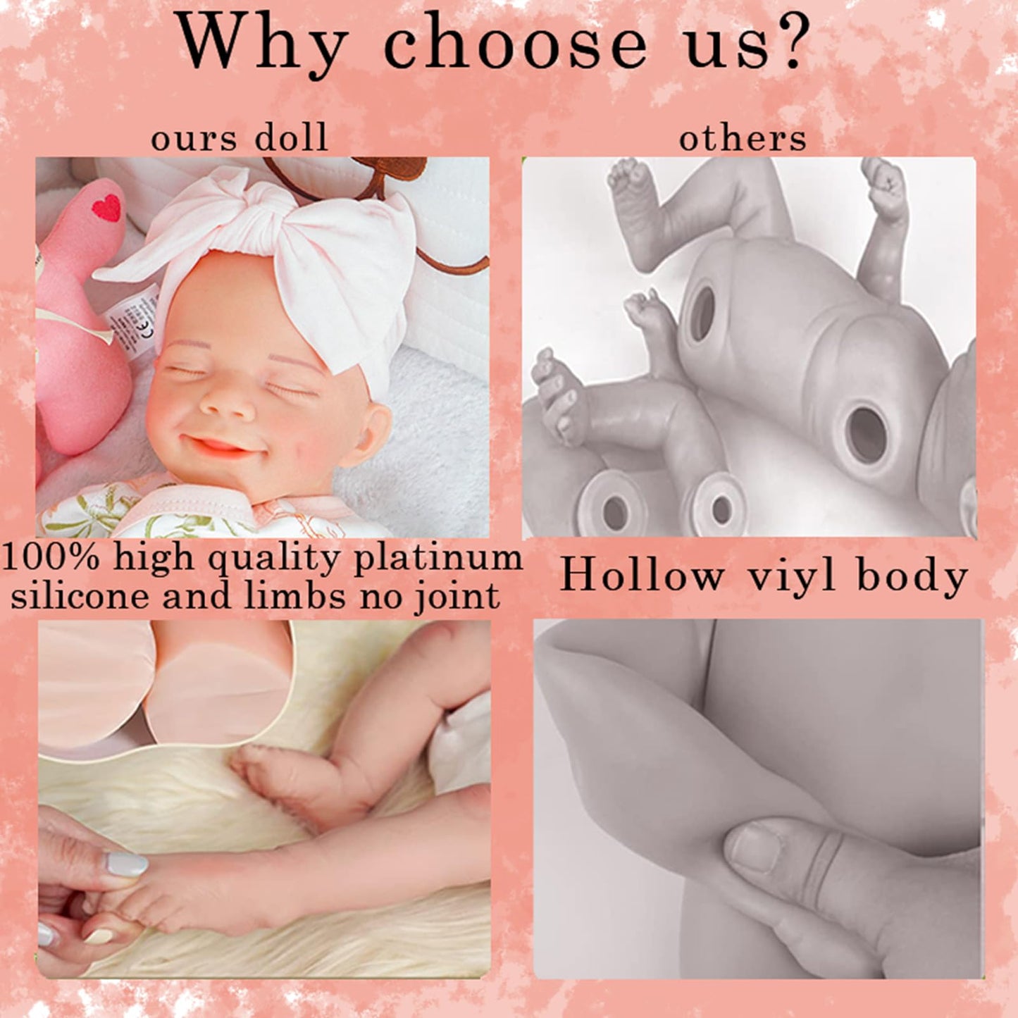 Kuiceo Reborn Baby Dolls That Lifelike -17 Inch Full Body Silicone Sleeping Baby Girl Handmade Face Realistic Body Details For C