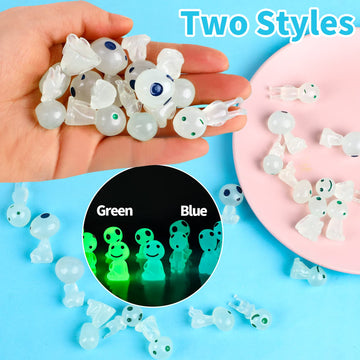 Kimober 20Pcs Mini Glow In Dark Tree Elves,Luminous Resin Ghost Micro Miniature Tiny Alien Figures For Garden Moss Landscape Aquarium Dollhouse Decoration Diy Terrarium Crafts