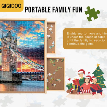 Qiqidog 2000 Pieces Puzzle Board With 6 Drawers And Cover, 29''X41'' Wooden Jigsaw Puzzle Table For Adults, Portable Puzzle Orga